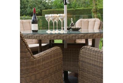 Maze Rattan 6 Seat Round Dining Set With Parasol Hole
