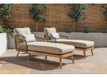 Maze - Bali Rope Weave Double Sunlounger Set - Beige Cushions