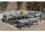 Maze - Vancouver Large Aluminium Corner Dining Set with Rectangular Rising Table & 2 Stools - Dove Grey