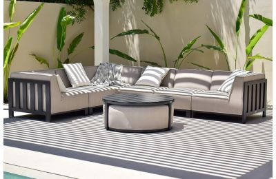Maze Ibiza Medium Corner Sofa Set With Round Coffee Table | Oatmeal