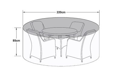 Maze Rattan 4 Seat Round Dining Set Garden Furniture Cover - Dimensions