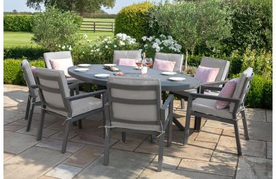 Maze Rattan - New York 8 Seat Oval Dining Set - Dove Grey