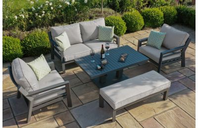 Maze -New York 2 Seat Sofa Set With Rising Table  - Dove Grey