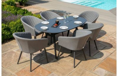 Maze Ambition 6 Seat Oval Dining Set in Flanelle 1