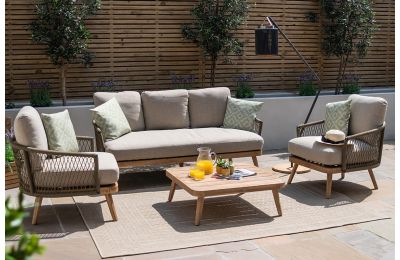 Bali Rope Weave 3 Seat Lounge Set / Grey & Oatmeal