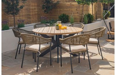 Maze Bali Rope Weave  4 Seat Round Dining  Set 