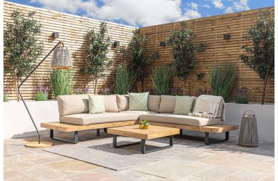 Maze - Bali Wood Platform Corner Sofa Set