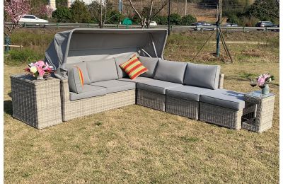 Barcelona grey modular 8 seater rattan corner sofa hotsell set