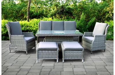 New Cambridge Reclining Garden Sofa Dining Set With Ice Bucket Rising Table