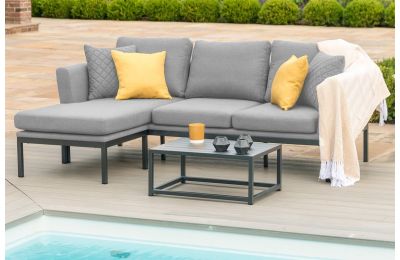 Maze Pulse Outdoor Fabric 3 Seat Chaise Sofa Set In Flanelle Colour
