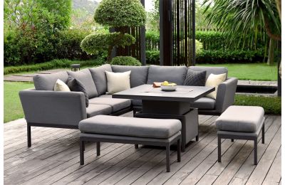 Maze Pulse Outdoor Fabric Square Corner Dining Sofa Set With Rising Table