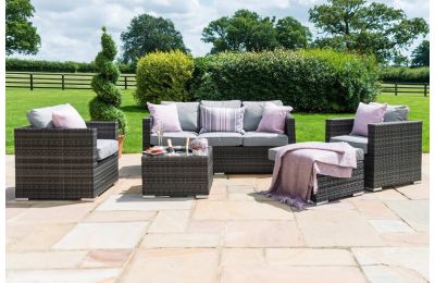 Georgia Garden Sofa Set with ice bucket Grey Flat Weave 