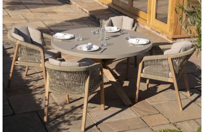 Maze - Rope Weave Martinique 4 Seat Round Dining Set With Concrete Top