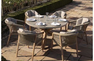 Maze - Martinique 6 Seat Round Dining Set With Concrete Table Top