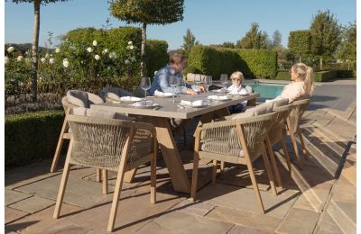 Maze -  Rope Weave Martinique 8 Seat Rectangular Dining Set With Concrete Table Top