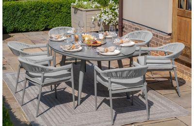 Maze - Rope Weave Florence 6 Seat Oval Dining Set with Lazy Susan 