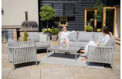 Maze - Rope Weave Milan Small Corner Sofa Set with 2 armchairs - White Out