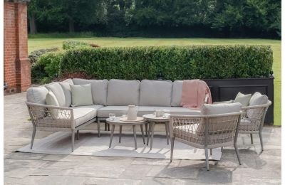 Maze - Monaco Rope Weave Large Corner Sofa Set with 2 Armchairs - Cool Linen