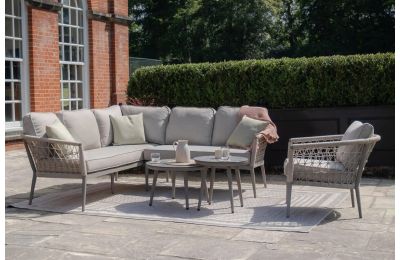 Maze - Monaco  Rope Weave Small Corner Sofa Set With Armchair - Cool Linen