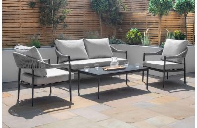 Roma Rope Weave 2 Seat Sofa Set - Clay Stone Grey