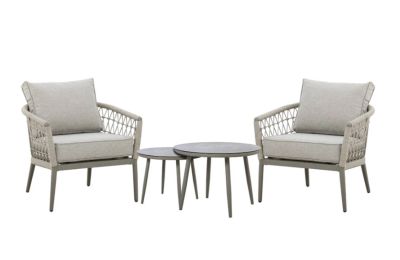 Maze - Monaco Rope Weave Lounge Set - with 2 Round Coffee Tables - Cool Linen