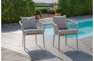 Maze - Monaco Rope Weave Pair of Dining Chairs - Cool Linen