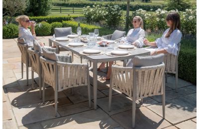 Maze - Rope Weave Milan 8 Seat Rectangular Dining Set - Cool Linen