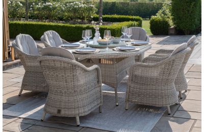 Maze - Oxford 6 Seat Oval Dining Set with Heritage Chairs and Woven Lazy Susan