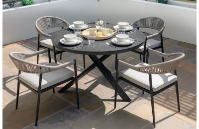 Maze - Roma Rope Weave 4 Seat Round Dining Set - Clay Stone Grey