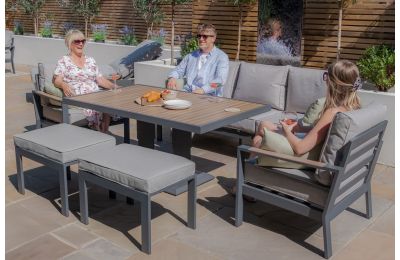Maze - Vancouver 3 Seat Aluminium Sofa Set with Rising Table & 2 Stools - Dove Grey
