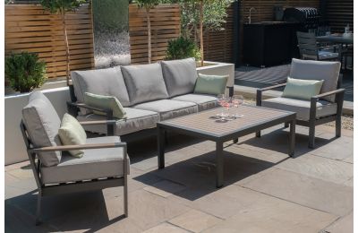 Maze - Vancouver 3 Seat Aluminium Sofa Set with Rectangular Coffee Table - Dove Grey