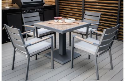 Maze - Vancouver 4 Seat Aluminium Square Dining Set - Dove Grey