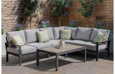 Maze - Vancouver Large Aluminium Corner Sofa Set with Rectangular Coffee Table - Dove Grey