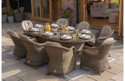 Maze - Winchester 8 Seat Oval Dining Set with Heritage Chairs & Woven Lazy Susan