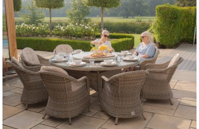 Maze - Winchester 8 Seat Round Dining Set with Heritage Dining Chairs & Woven Lazy Susan
