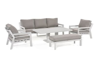 Maze - New York 3 Seat Aluminium Garden Sofa Set With Rising Table - White
