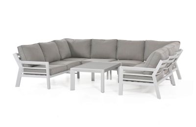 Maze New York U-Shaped Aluminium  Garden Corner Sofa Set - White