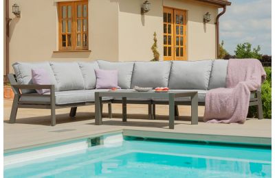 Maze New York Aluminium Garden Corner Sofa Set - Dove Grey