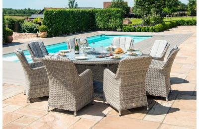 Maze Rattan Oxford 8 Seater Round Fire Pit Garden Dining Set