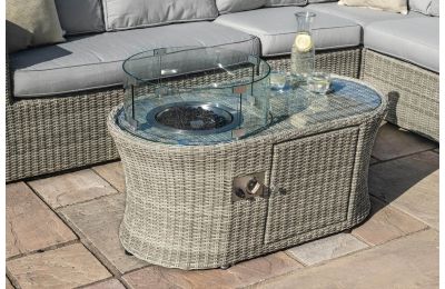 Maze Rattan Oxford Oval Fire Pit Coffee Table 