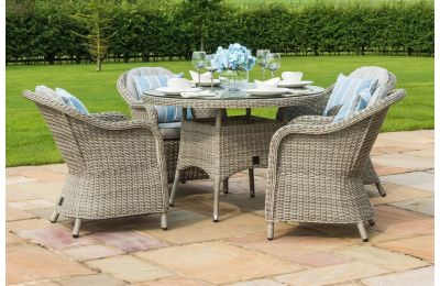 Maze Rattan Oxford 4 Seater Round Dining Set with Rounded Chairs From Rattan Furntiure Fairy