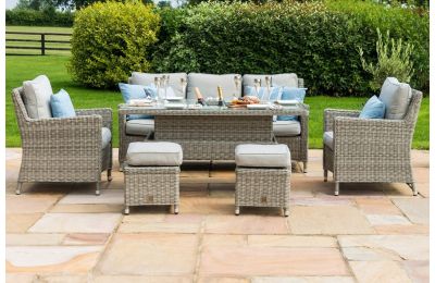 Maze Rattan Oxford Casual Sofa Dining Set with Ice Bucket And Rising Table - - 3 Seater Sofa 