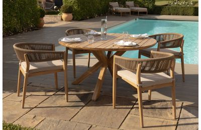 Maze Porto Rope Weave 4 Seat Round Dining Set | Rattan Furniture Fairy