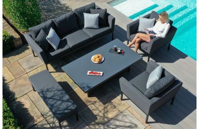 Maze Outdoor Fabric Pulse 3 Seat Sofa Set With Rising Table