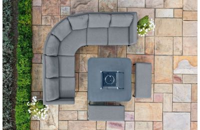The Pulse large Deluxe corner dining with fire pit table by Maze Lounge 