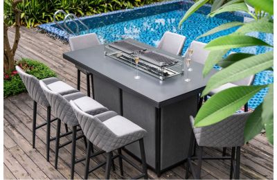 Maze Regal 8 Seat Rectangular Outdoor Fabric Bar Set With Fire Pit 