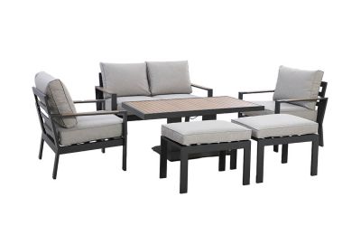 Maze - Vancouver 2 Seat Aluminium Sofa Set with Rising Table & 2 Stools - Dove Grey