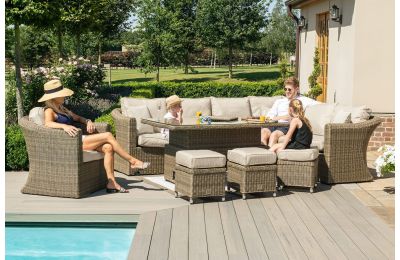 Maze Rattan - Winchester Deluxe Large Corner Dining Set - With Rising Table & Armchair