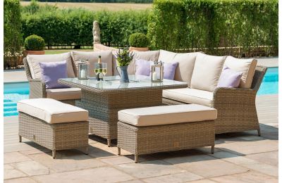 Maze Rattan Winchester Royal Corner Sofa Dining Set with Square Rising Table 