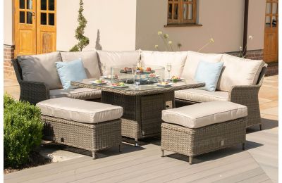 Maze Rattan Winchester Royal Corner Dining Sofa Set + 2 Benches